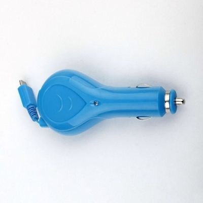 Chargeur escamotable de voiture d'atterrisseur USB de micro de rendement élevé avec le câble de ressort